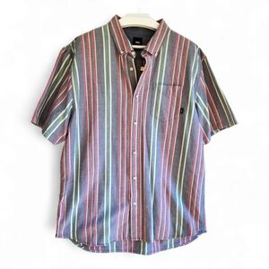 VANS OFF THE WALL Button Up Shirt Short Sleeve Men’s Striped 100% Cotton  XXL